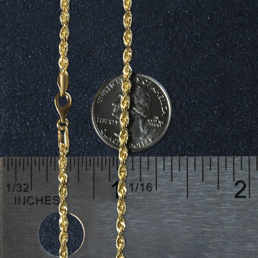 14k Yellow Gold Solid Diamond Cut Rope Chain (3.00 mm)